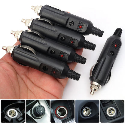 Long Nose Car Cigarette Lighter Plug 12V 24V DC Male Adapter with LED