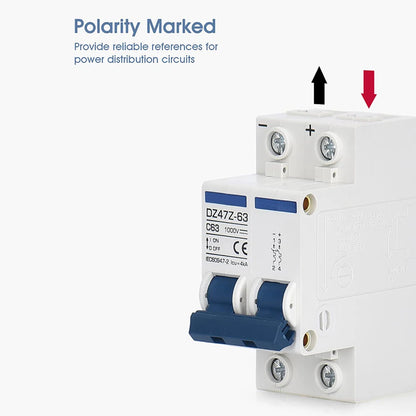 DC Miniature Circuit Breaker 2 Pole 1000V 32 Amp Isolator DC Disconnect Switch Thermomagnetic 10 A-63A 1.42 X 2.95 X 3.15 Inches