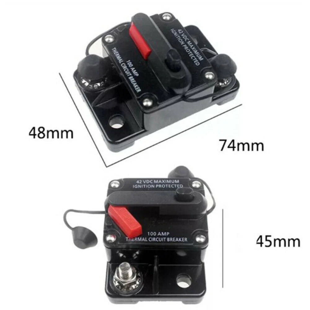 Color Black Manual Reset Fuse Sealed And Waterproof M6 Connection Studs Manual Reset Switch Protective Rubber Cap