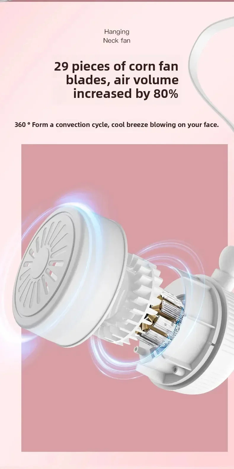 Clip-on Mini Waist Fan 3-Speed USB-C Rechargeable Portable Fan