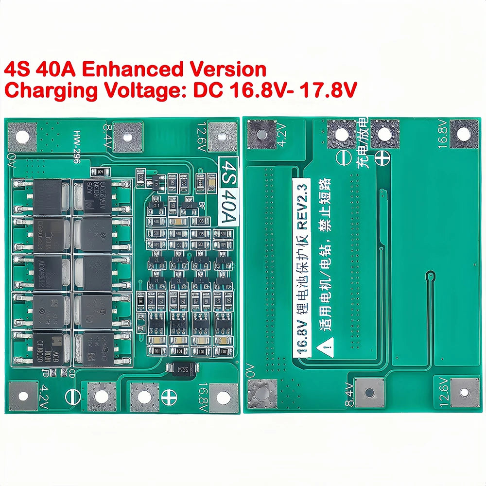 3S 4S Lithium Battery BMS Protection Board 40A 60A with Balance and Enhance Functions for Drill Motor 11.1V-16.8V Li-ion Cells