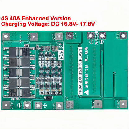 3S 4S Lithium Battery BMS Protection Board 40A 60A with Balance and Enhance Functions for Drill Motor 11.1V-16.8V Li-ion Cells