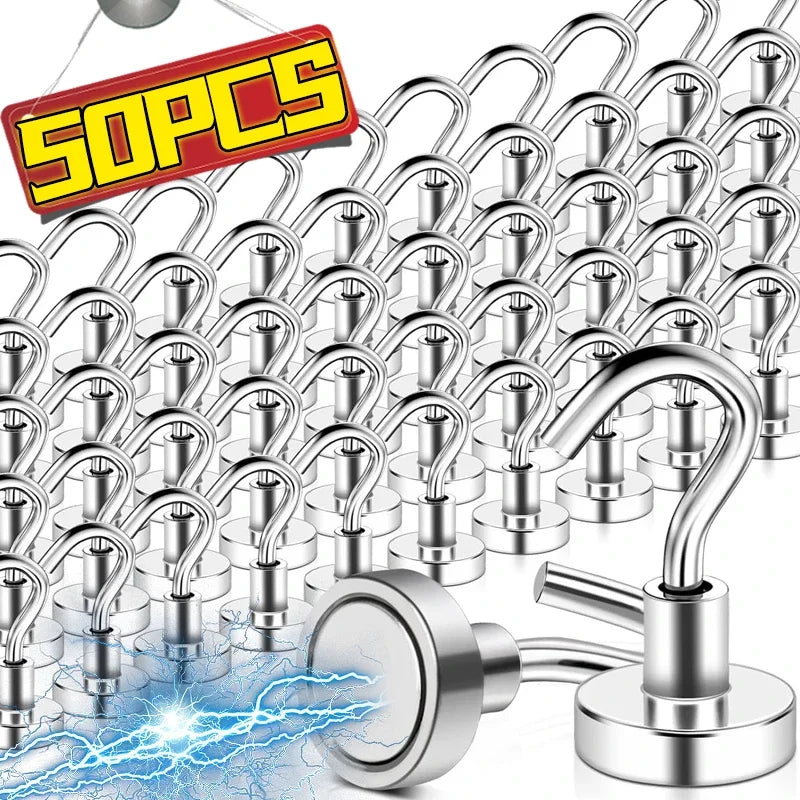 50/1PCS Strong Magnetic Hook Multi-Purpose Storage Hooks Home Kitchen Bar Storage Hooks Key Storage Hooks Home Bathroom Hangers