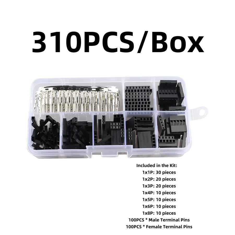2.54mm Dupont Connector Jumper Wire Kit with Male/Female Crimp Pins and Header Terminal Connectors