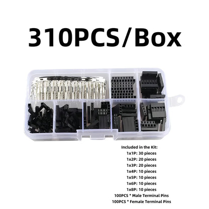 2.54mm Dupont Connector Jumper Wire Kit with Male/Female Crimp Pins and Header Terminal Connectors