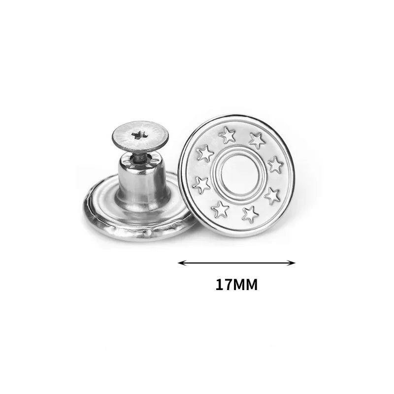 Jeans Buttons Replacement Kit — 17mm No-Sew Nailless Removable Metal Button Repair Set 10pcs