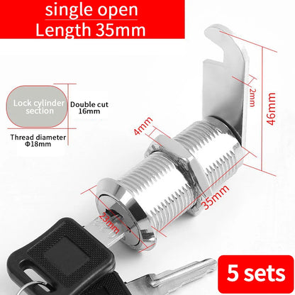 Cabinet Cam Lock Set Two-Sided Keyed Alike 16MM-30MM Cylinder Cam Locks for Mailbox File Drawer Compartment