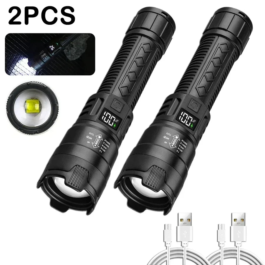 1600000LM Super Bright LED Flashlight – USB Rechargeable Long Range Tactical Torch Waterproof for Camping & Fishing