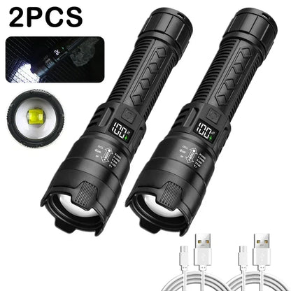 1600000LM Super Bright LED Flashlight – USB Rechargeable Long Range Tactical Torch Waterproof for Camping & Fishing