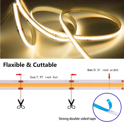 DC 5V USB LED COB Strip White Warm White LED Strip Light TV Background Lighting Tape Home Decor Lamp 1- 5m LED String Light