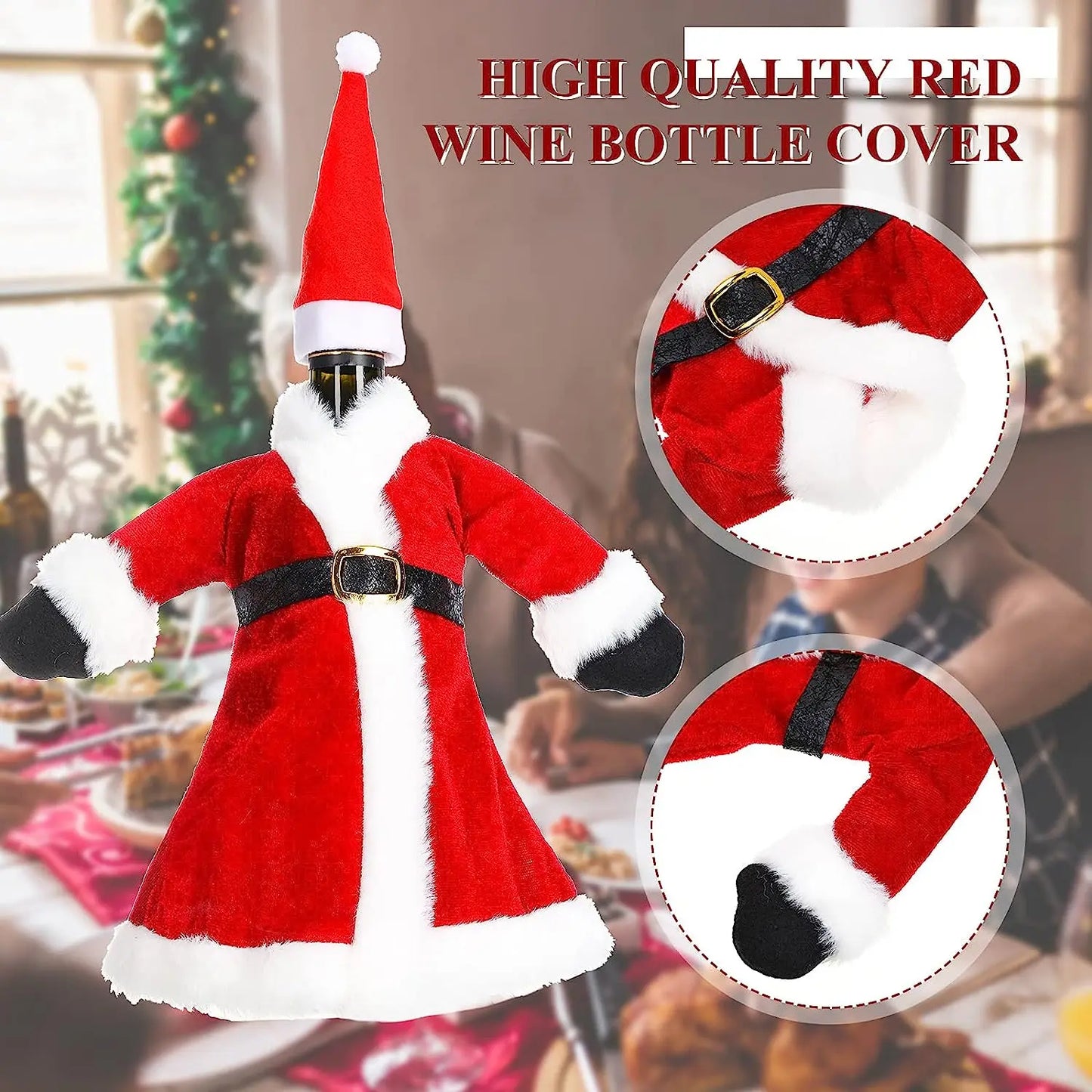 Creative Christmas Wine Bottle Cover Set Velvet Santa & Snowman Decor
