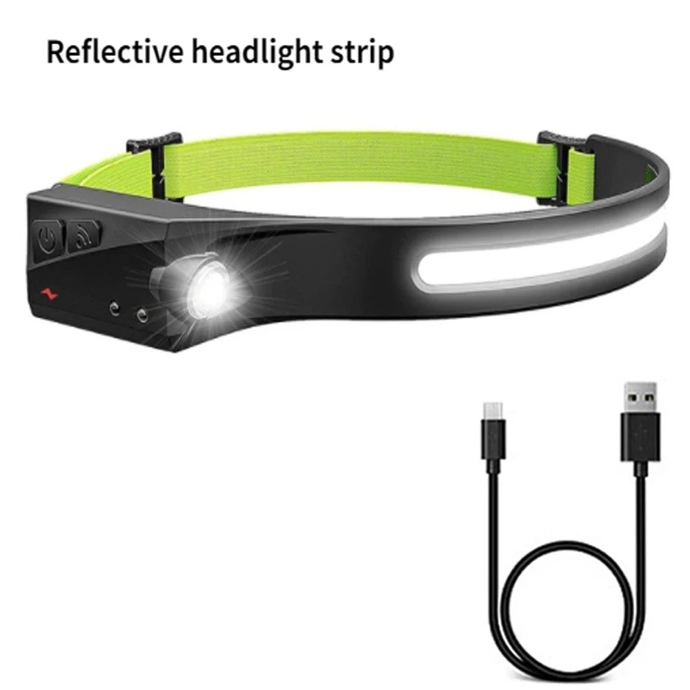 Portable LED Sensor Headlamp USB Rechargeable Built-in Battery
