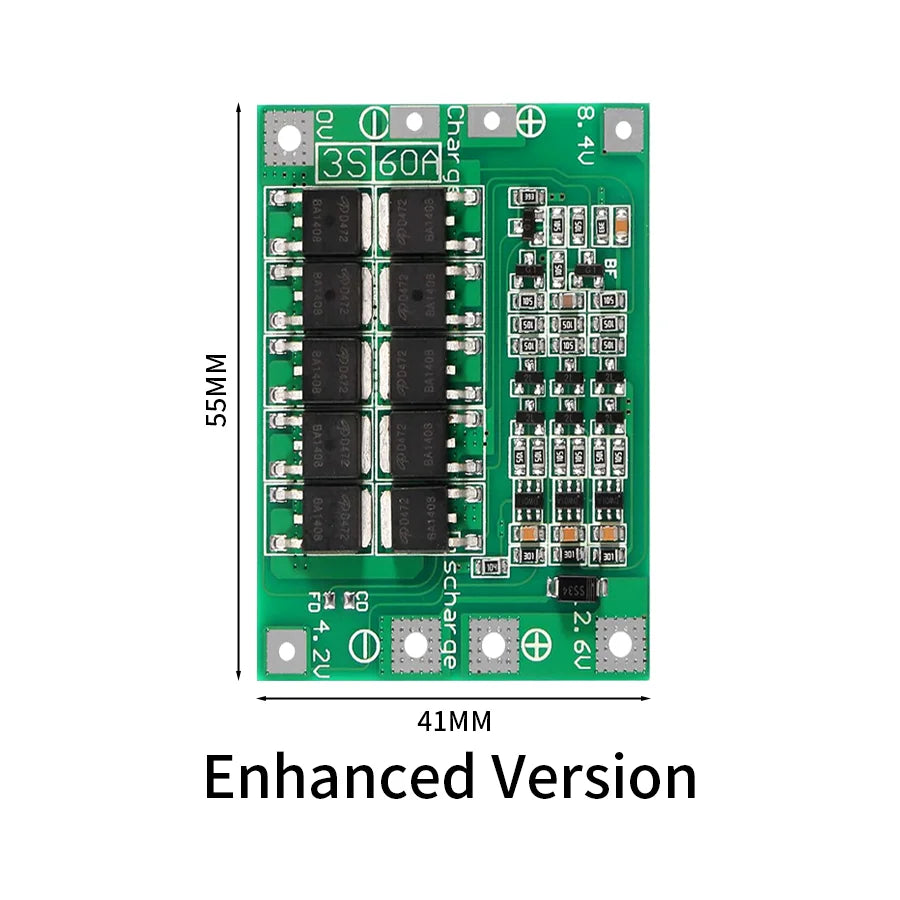 3S Li-Ion Battery BMS Protection Board ¨C 60A Enhanced Balanced Module for DIY Packs & Power Tools