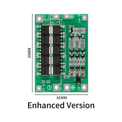 3S Li-Ion Battery BMS Protection Board ¨C 60A Enhanced Balanced Module for DIY Packs & Power Tools