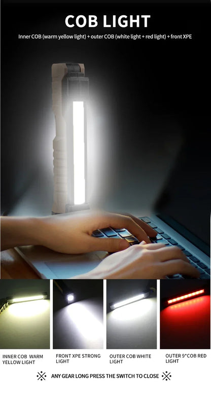 Portable Folding COB XPE LED Work Light Rechargeable Inspection Lamp