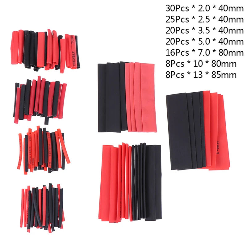 New 127Pcs Black Glue Weatherproof Heat Shrink Sleeving Tubing Tube Assortment Kit