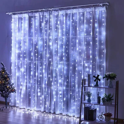 3M 6M Christmas Lights Curtains for Windows Led Fairy New Year Light Room String Battery Powered Garland Waterfalls Decorations