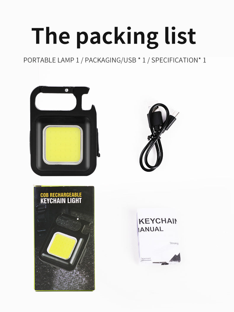 Mini Portable Led Flashlight USB Rechargeable Keychain Light Pocket Torch COB Work Lights Outdoor Camping Emergency Lamp Lantern