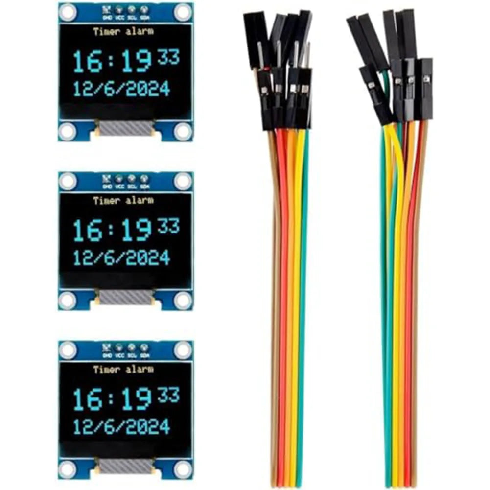 0.96" OLED Display Module 128×64 I²C with 20cm Wire — Arduino, ESP32, STM32 (3-Pack)