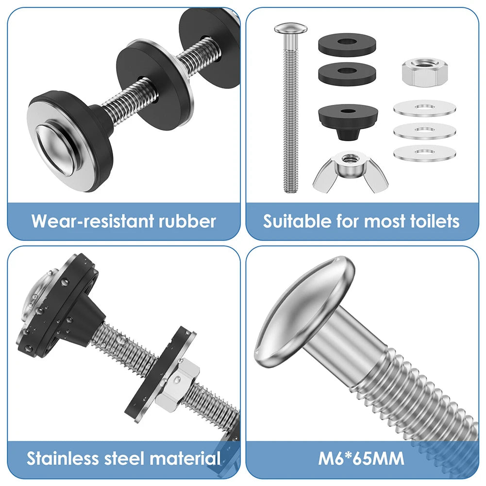 Bathroom Screws Bolts Stainless Steel Toilet Tank Bolt Reliable Support Split Washer 2pcs Bowl Bolt Kit Easy Installation