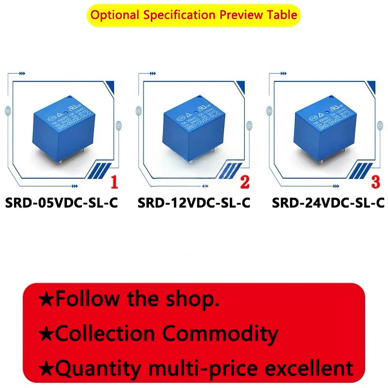 SRD-05/12/24VDC 5-Pin 10A Relay SRD-SL-C DC Electromagnetic Switch