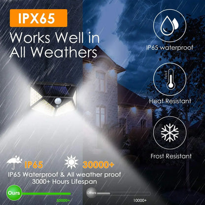 6 PCS 100 LED Solar Sensor Wall Light Outdoor Sunlight Security Street Lamp 270° Lighting Waterproof Torch Garden Night Lantern