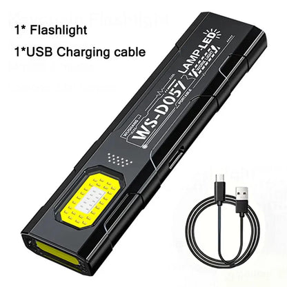 Portable EDC COB LED Flashlight with Magnetic Rechargeable Work Light