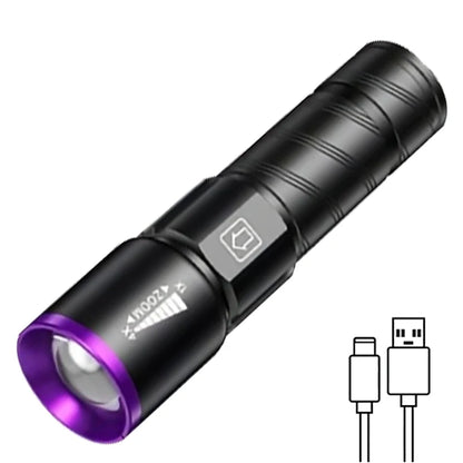 UV Flashlight LED Ultraviolet Torch Zoomable 395/365nm Inspection Light