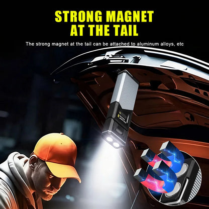 Portable Telescopic LED Work Light with Magnetic/Clip C Rechargeable Auto Repair Flashlight Red White Side Light Outdoor Camping
