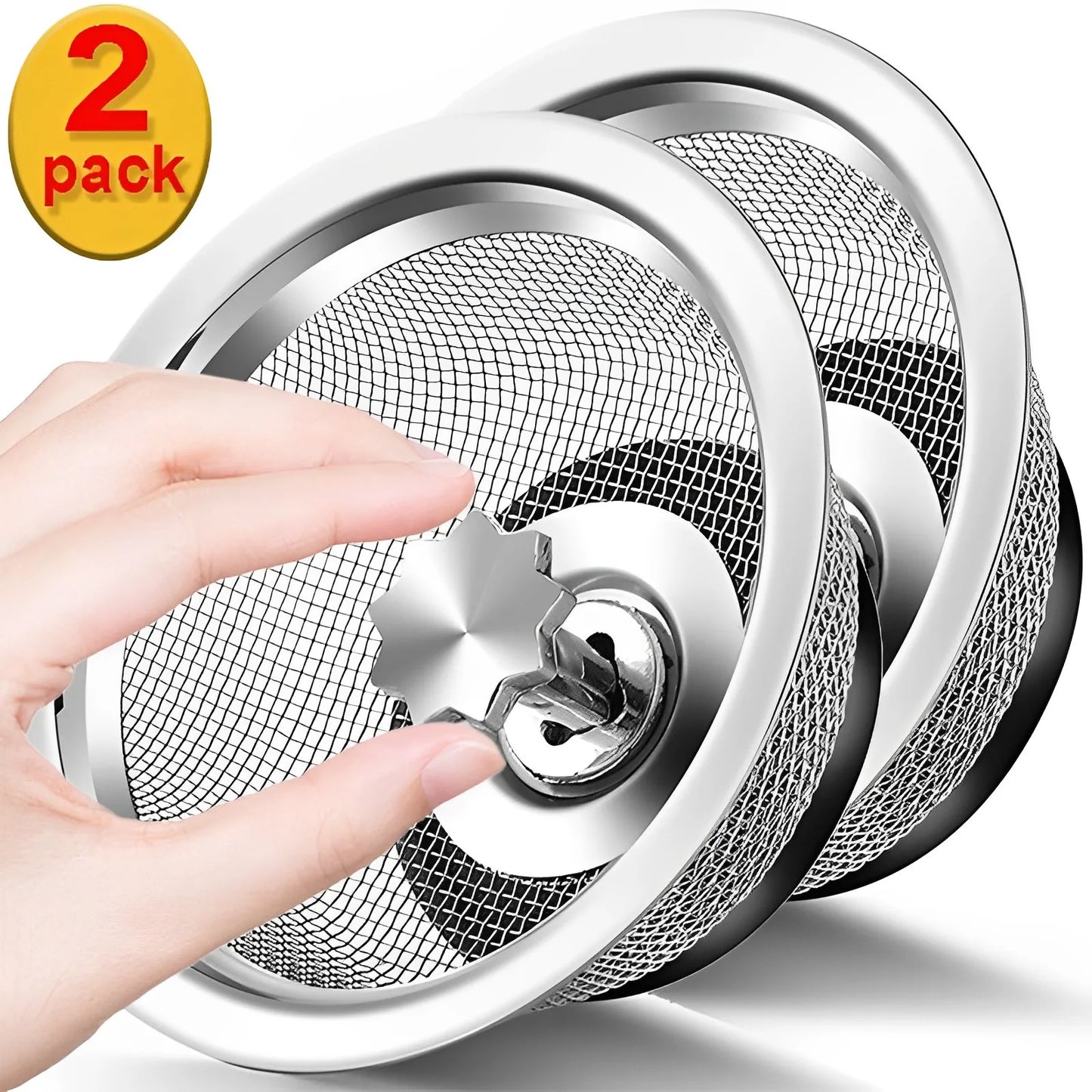 Kitchen Sink Strainer with Handle & Stopper Replacement Sink Drain Basket Stainless Steel Mesh Filter Strainers Waste Hole Trap
