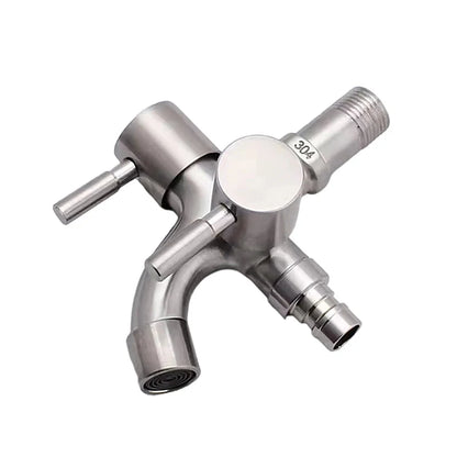 Multifunction Double Outlet Faucet 304 Stainless Steel One Into Two