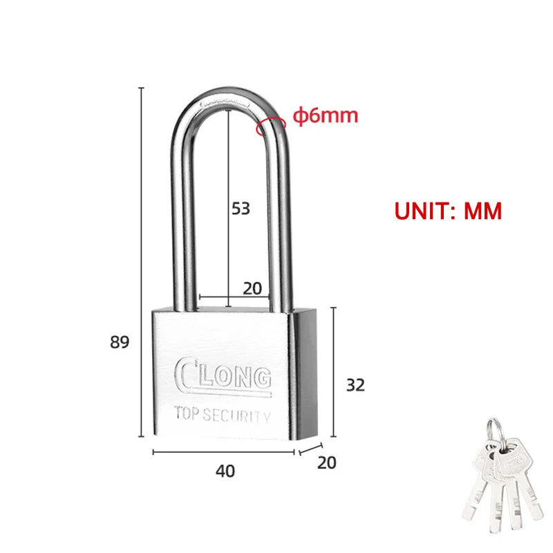 Stainless Steel Waterproof Padlock Same Key Open All Locks