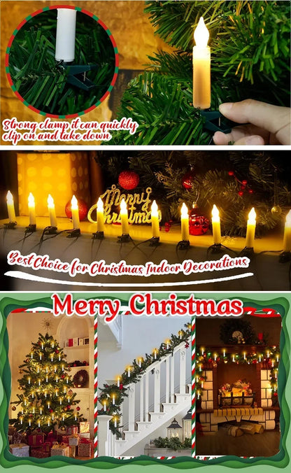 Flameless Taper Christmas Candle String Light with Clips 10/20 LED for Home Party Xmas Tree Holiday Decorations