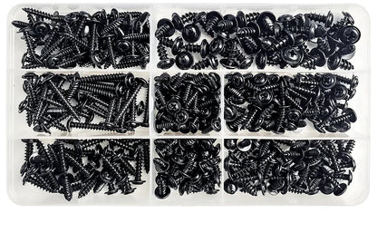 PWA Cross Self-Tapping Black Screw M3 M3.5 M4 M4.8 Carbon Steel Round Pan Head Tapping Screw with Washer Assortment Kit