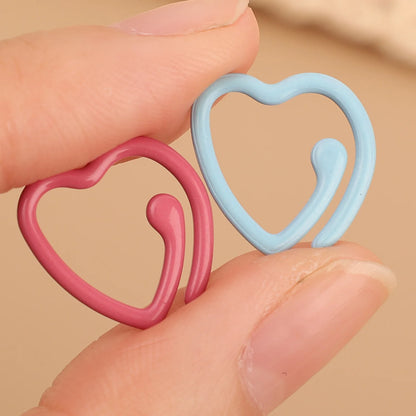 50/5x Colorful Heart Locking Stitch Markers Metal Knitting Crochet Rings