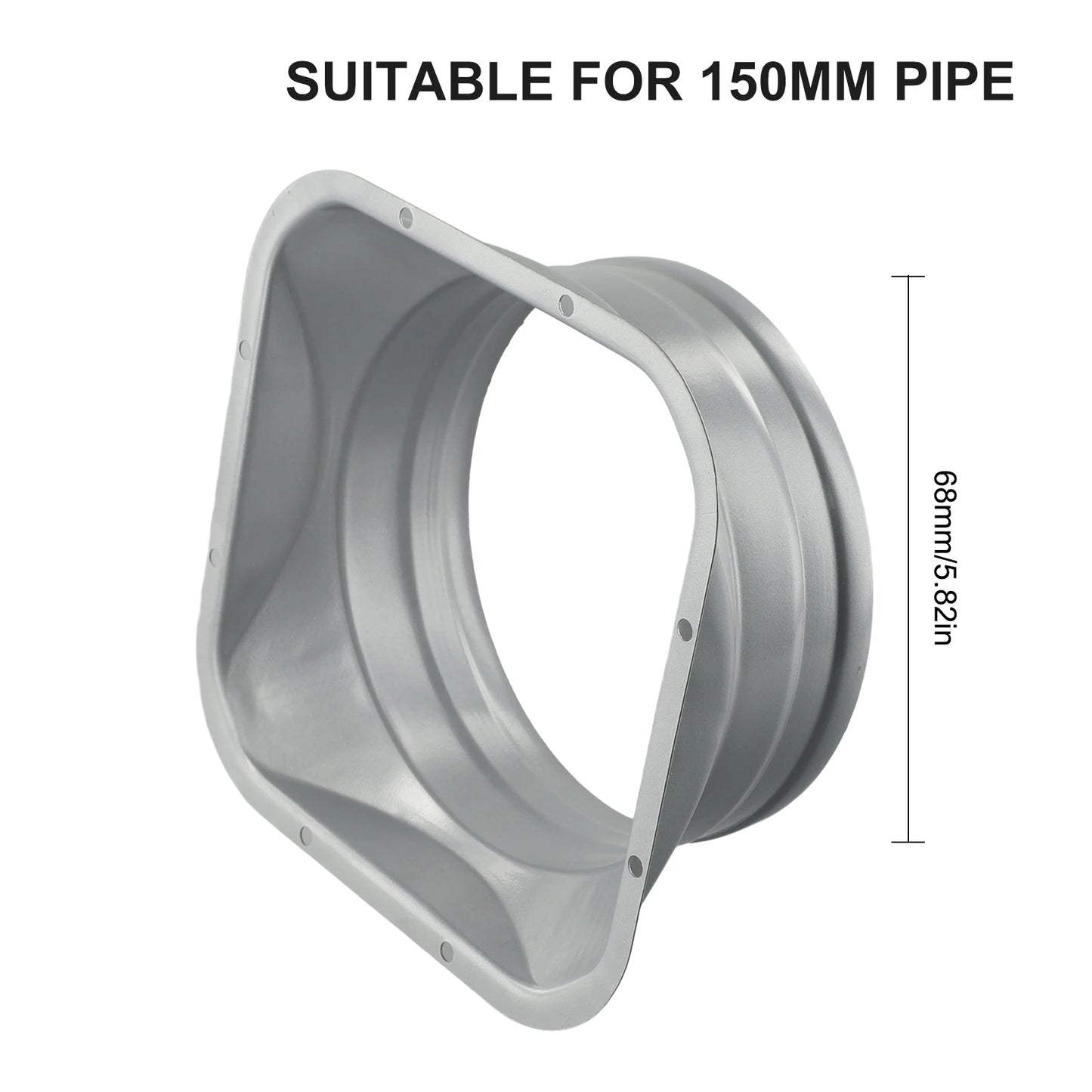 For Kitchen Hood Ventilator Pipe Connecting Vent Flange Exhaust Duct 4-10inch Electrostatic Spray Metal Silver-gray