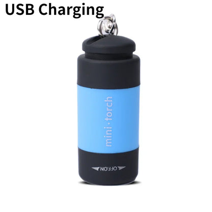 LED Mini Torch Light USB Charging Waterproof Flashlight Outdoor Emergency Lights Keychain Lamp Hiking Camping Portable Lighting