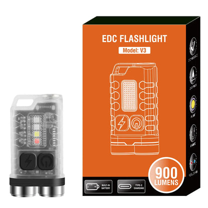 V3 EDC LED Flashlight Rechargeable Mini Keychain Torch with UV