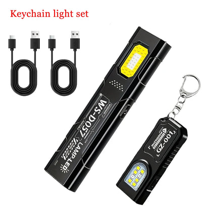 Rechargeable Mini Flashlight Super Bright COB Portable Work Light W/Magnetic Base Strobe Pen Clip-On Light Camping Emergency