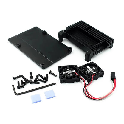 Raspberry Pi 4/3 Aluminum Case with Dual Cooling Fans Metal Enclosure for RPI