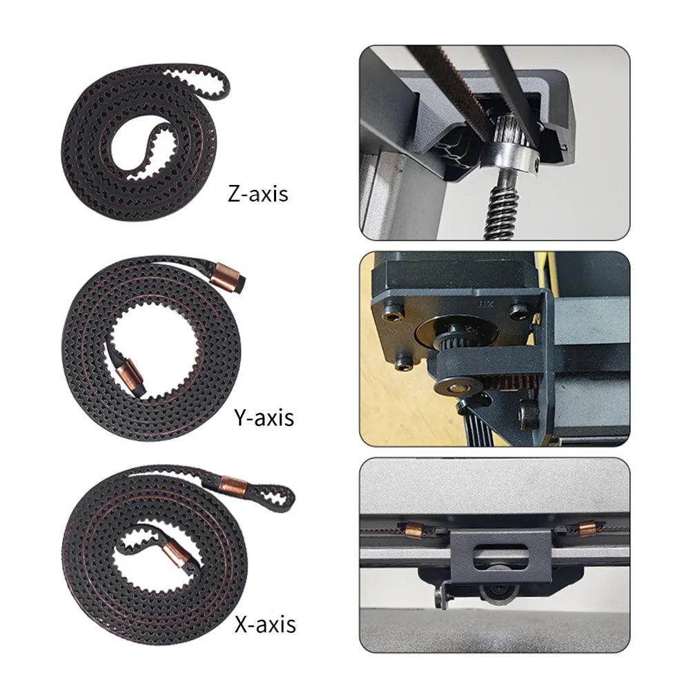 3PCS Timing Belt Kit For Kobra3 Spare Y Z Axis Timing Belt Rubber Drive Belt For 3D Printer  For Replacing Worn-out Belts