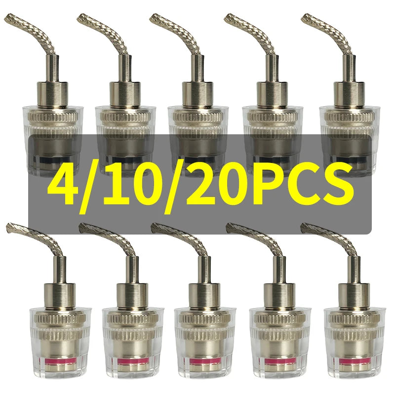 Clear Speaker Binding Posts with Banana Plug Sockets Gold-Plated Copper Terminals for Amplifier HiFi Audio Speakers