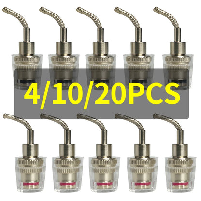 Clear Speaker Binding Posts with Banana Plug Sockets Gold-Plated Copper Terminals for Amplifier HiFi Audio Speakers