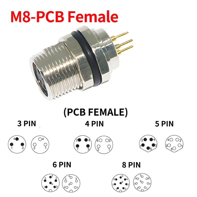M8 Waterproof Aviation Connector Set 3–8 Pin Male Female Plug Socket for Proximity Sensor Straight Right Angle Flange Mount