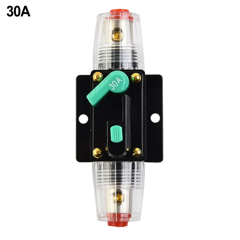 Car Boat 10A to 100A AMP Circuit Breaker Fuse Reset for 12V 24V 48V DC with Waterproof Housing and Manual Reset for Overload