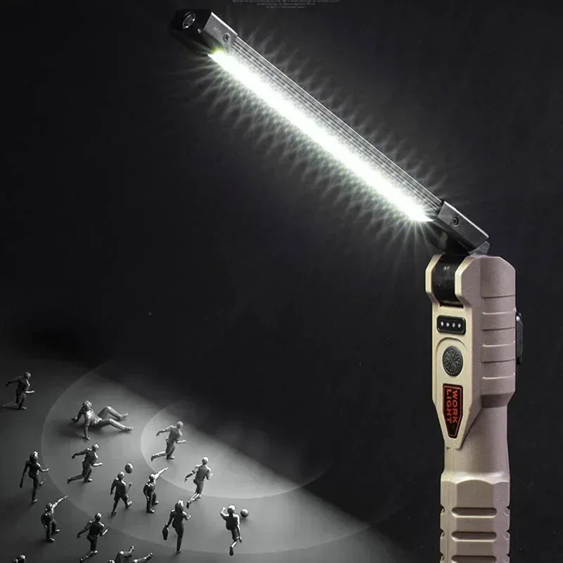 Powerful Fold Flashlight Type-c Rechargeable Lantern Built-in Battery Magnetic LED Work Lights for Camping Garage Emergency Lamp