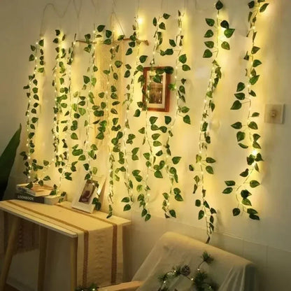 LED Fairy Lights with Willow Leaves Decor 3x3 Window Curtain Festoon USB Powered Christmas Garland for New Year Holiday Lighting