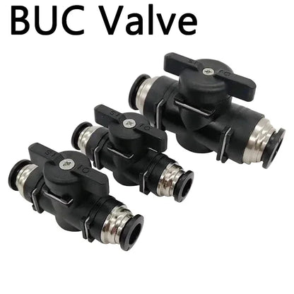 BUC Pneumatic Manual Valve Straight Head Quick Coupling Steering Switch Manual Ball Valve for Air Hose 4mm 6mm 8mm 10mm 12mm