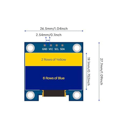0.96" OLED Display Module 128×64 I²C with 20cm Wire — Arduino, ESP32, STM32 (3-Pack)