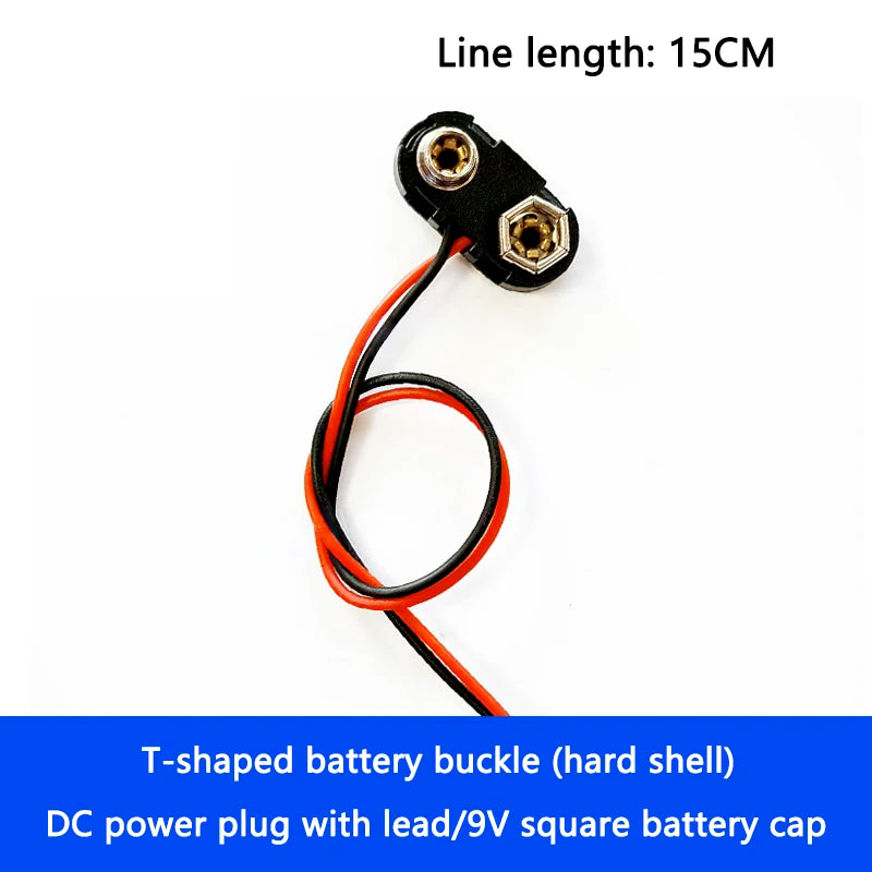 9V Battery Snap Connector with DC Lead and Square Cap